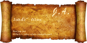 Jakó Alex névjegykártya
