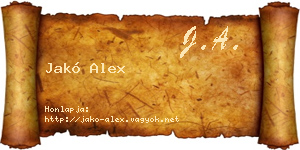 Jakó Alex névjegykártya